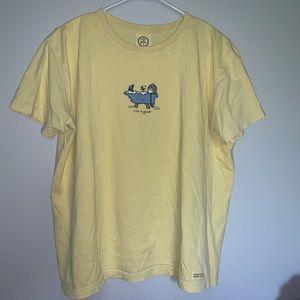 Life is Good pastel yellow tee shirt